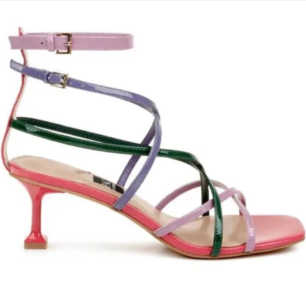 ZAC ZAC POSEN Womens Angie Square Toe Sculpted Heel Patent Leather Sandals Sz 9M - Picture 2 of 10